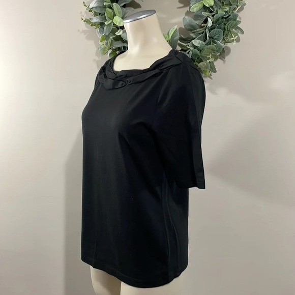 NWT Talbots Black Short Sleeve Top with Ribbon Neck Detail S - Picture 4 of 15